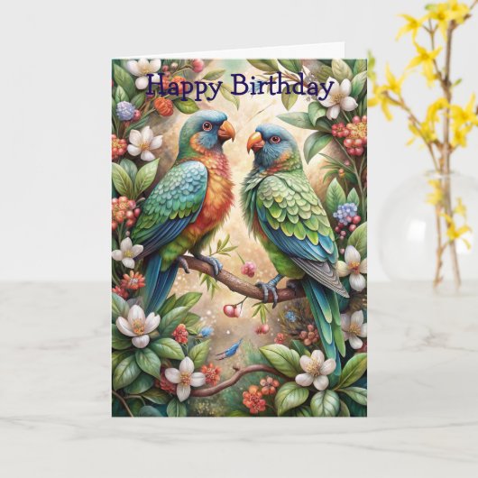 2つのパロット カード (黄色い花)