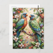 2つのパロット ポストカード (正面/裏面)