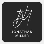 2つのパーソナライズされたイニシャルモノグラム(名前) スクエアシール (正面)