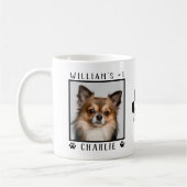 2つのパーソナライズされた写真の名前Pawプリント犬の写真 コーヒーマグカップ (左)