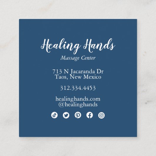 2つのヒーリングハンズウォーターカラーボホシック スクエア名刺 (裏面)