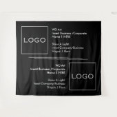 2つのビジネスロゴを重ねたブラック&ホワイトのバナー タペストリー (正面(横))