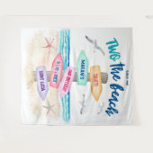 2つのビーチキッズ2nd誕生日パーティー タペストリー (正面(横))