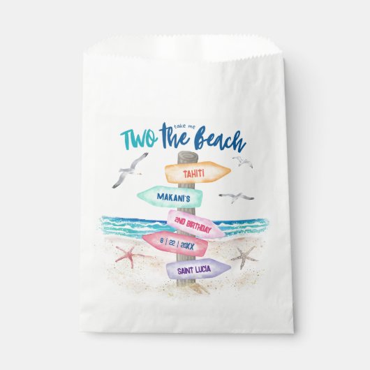 2つのビーチキッズ2nd誕生日パーティー フェイバーバッグ (正面)