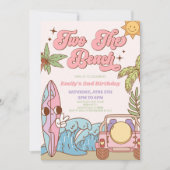 2つのビーチグルービーサーフレトロ2nd誕生日パーティー 招待状 (正面)