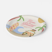 2つのビーチサーフボードピンク2nd誕生日パーティー ペーパープレート (アングル)