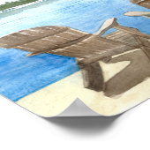 2つのビーチチェアバイザレイク、水の色絵画の ポスター (角)