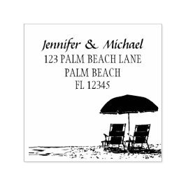 2つのビーチチェア、海パラソルビーチ結婚式 セルフインキングスタンプ