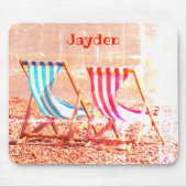 2つのビーチデッキチェア、ヴィンテージ効果パーソナライズされた、 マウスパッド (正面)