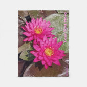 2つのピンクのハスの花 フリースブランケット (正面)