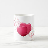 2つのピンクのハート コーヒーマグカップ (中央)