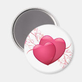 2つのピンクのハート マグネット (正面/裏面)