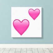 2つのピンクのハート – 絵文字 キャンバスプリント (インサイチュ (ウッドフロア))