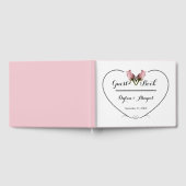 2つのピンクのバラとハートの結婚式ゲストブック ゲストブック (全面)