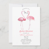 2つのピンクのフラミンゴフラミンゴトロピカルベビーシャワー 招待状 (正面)