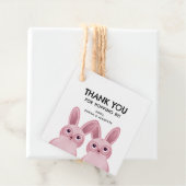 2つのピンクバンニーで「ホッピングありがとう」 フェイバータグ (インサイチュ)