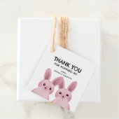 2つのピンクバンニーで「ホッピングありがとう」 フェイバータグ (インサイチュ)