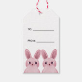 2つのピンク色のベビーの束でギフトラベルへ/から ギフトタグ (正面)