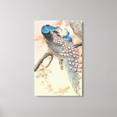 2つのピーコックオンツリーブランチヴィンテージアー日本のト キャンバスプリント (正面)