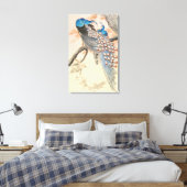 2つのピーコックオンツリーブランチヴィンテージアー日本のト キャンバスプリント (インサイチュ (寝室))