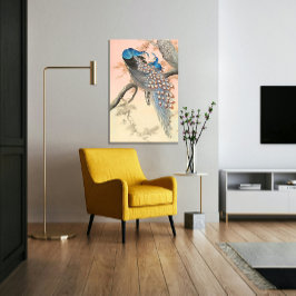 2つのピーコックオンツリーブランチヴィンテージアー日本のト キャンバスプリント