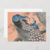 2つのピーコックオンツリーブランチヴィンテージ ポストカード (正面/裏面)