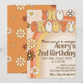 2つのファンキーなレトロ バースデー招待状 招待状 (正面/裏面)