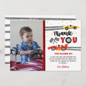 2つのファーストレースカーレース誕生日サンキューカード 招待状 (正面/裏面)