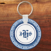 2つのフィッシュピセスコイカープチノワジェリーブルーパターン キーホルダー (裏面)