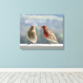 2つのフィンチは飛ぶ。 キャンバスプリント (インサイチュ (ウッドフロア))