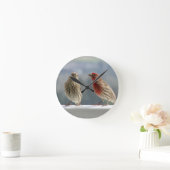 2つのフィンチは飛ぶ。 ラウンド壁時計 (ホーム)