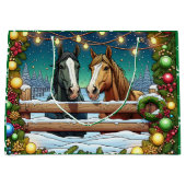 2つのフェスティバル漫画の馬の漫画本スタイル ラージペーパーバッグ (正面)