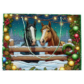 2つのフェスティバル漫画の馬の漫画本スタイル ラージペーパーバッグ (裏面)