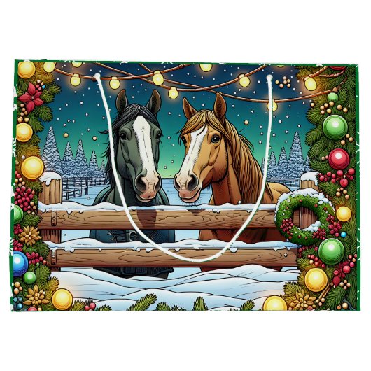 2つのフェスティバル漫画の馬の漫画本スタイル ラージペーパーバッグ (裏面)