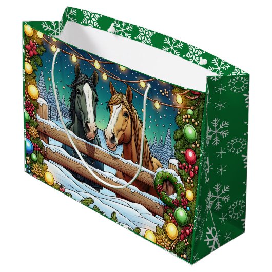 2つのフェスティバル漫画の馬の漫画本スタイル ラージペーパーバッグ (裏面アングル)