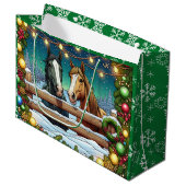 2つのフェスティバル漫画の馬の漫画本スタイル ラージペーパーバッグ (正面アングル)