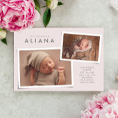 2つのフォトコラージュシンプルタイプのピンク誕生 案内状