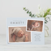 2つのフォトコラージュシンプルタイプの青誕生 案内状 (スタンド正面)