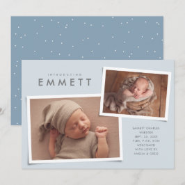 2つのフォトコラージュシンプルタイプの青誕生 案内状