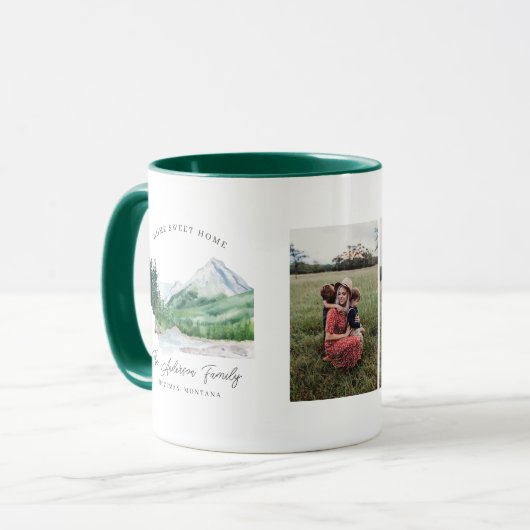 2つのフォトコラージュ |ファミリー名モノグラムモンタナ マグカップ (正面左)