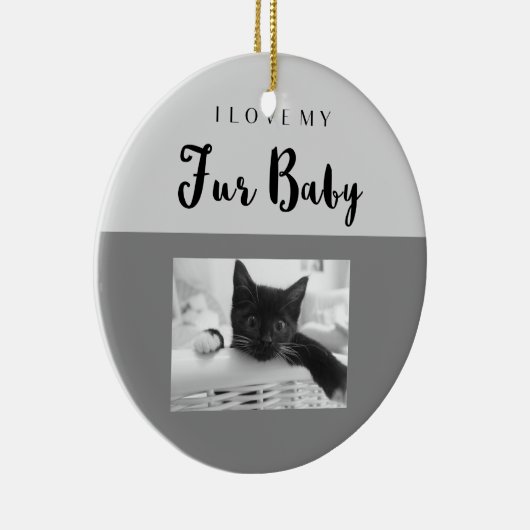 2つのフォトスロットを持つファーカスタムベビーが大好き セラミックオーナメント (右)
