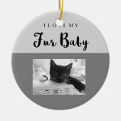 2つのフォトスロットを持つファーカスタムベビーが大好き セラミックオーナメント (正面)