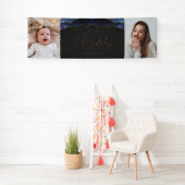 2つのフォトネイビーブルー金ゴールドアゲート21歳の誕生日 横断幕 (インサイチュ)