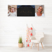 2つのフォトネイビーブルー金ゴールドゲート60誕生日 横断幕 (インサイチュ)