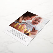 2つのフォトファースト誕生日金ゴールド 箔招待状 (回転した状態)