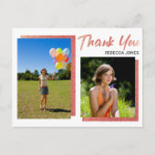 2つのフォトブロック ローズゴールド 卒業おめでとう ありがとう ポストカード (正面)