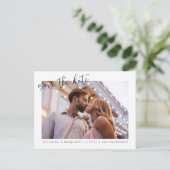 2つのフォトミニマリストスクリプト日付を保存 ポストカード (スタンド正面)