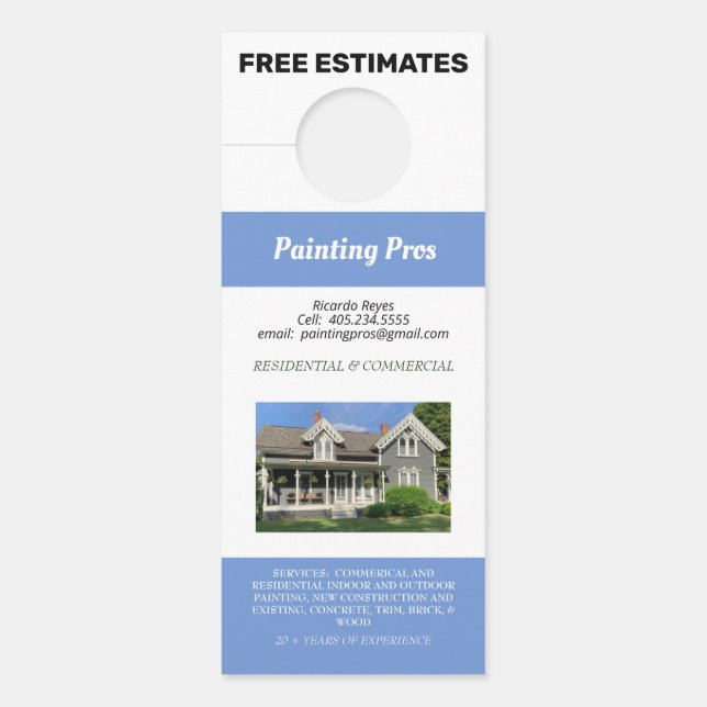 2つのフォトレジデンシャル&商用絵を描のブルー ドアノブサイン (正面)