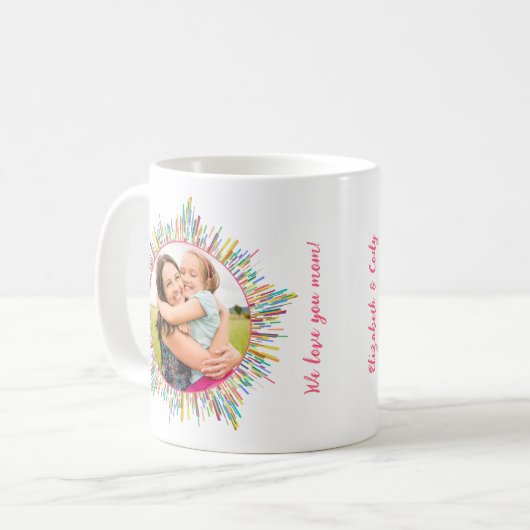 2つのフォト抽象芸術カラフルとアーカスタムト文字 コーヒーマグカップ (正面左)