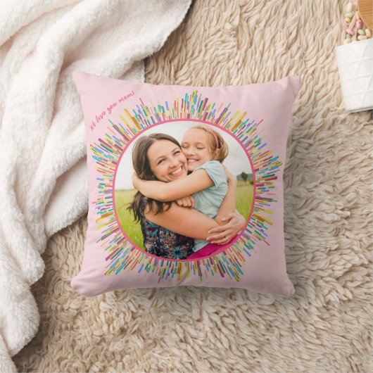 2つのフォト抽象芸術カラフル&アーカスタムト文字ピンク クッション (ブランケット)